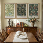 Large Framed William Morris Green Wall Art Set of 3, Vintage Floral Canvas - Image 4