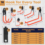 16 Pack Steel Heavy Duty Garage Hooks Storage Hooks - Image 2