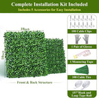 28Pcs Artificial Grass Wall Panels 10" x 10" Faux Boxwood Green Wall UV - Image 2
