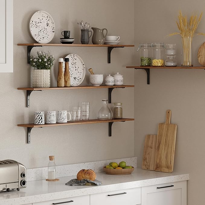 DINZI LVJ Long Wall Shelves, 47.3Inch Wall Mounted Shelves Set of 2, Extra - Image 7
