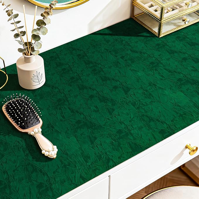 30"x160" Emerald Green Wallpaper Peel and Stick Crushed Forest Green Velvet - Image 2