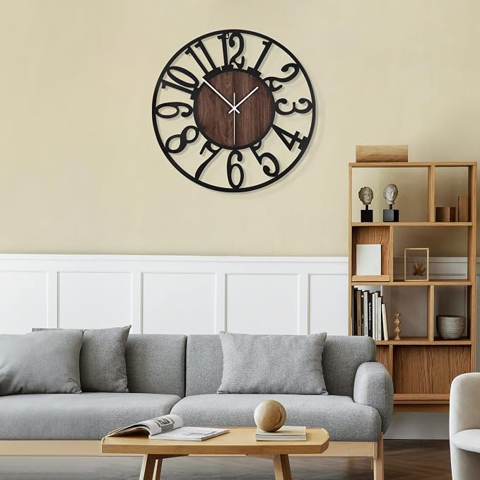 LEIKE Large Wall Clocks, Non Ticking, Battery Operated Big Retro Round Modern - Image 6