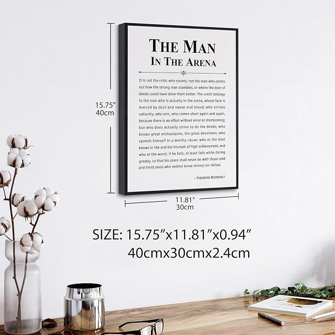 Howwii Inspirational Wall Art Office Decor The Man in the Arena Motivational - Image 2