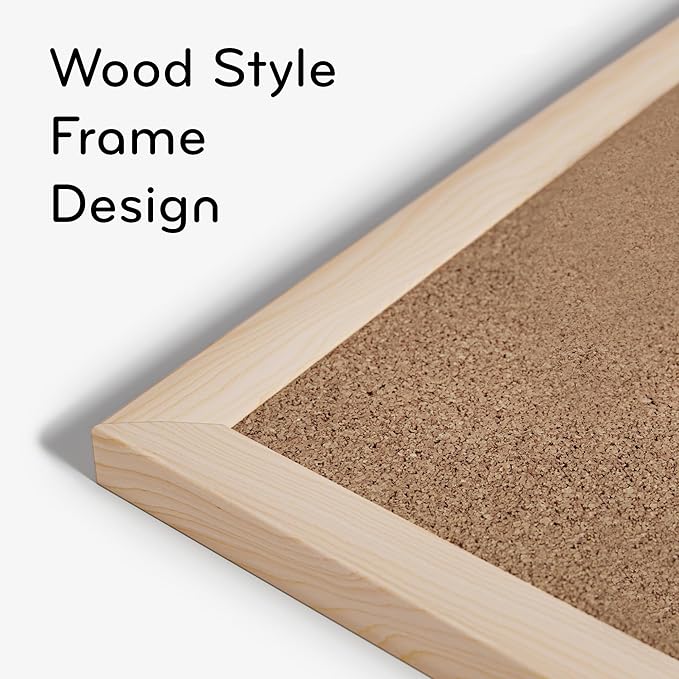 U Brands Cork Bulletin Board, Light Birch Wood Frame - Image 3