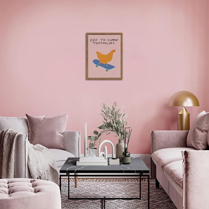 Framed Off to Commit Tomfoolery Wall Art, Vintage Fun Chicken Canvas Print - Image 7