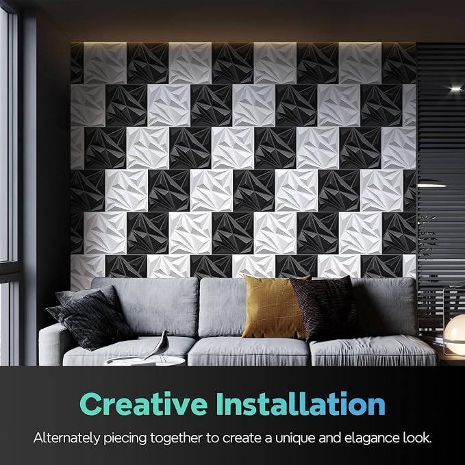 STICKGOO Black 3D Wall Panels for Interior Wall Decor, 33 Pack - Image 6
