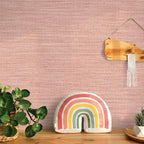 Tempaper Textured Salmon Pink Horizontal Faux Grasscloth Removable Peel and - Image 8