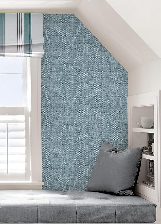 NuWallpaper NU2918 Navy Poplin Texture Peel & Stick Wallpaper - Image 5