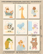 tgguytiy Kids Bathroom Wall Art Set of 9 Cute Animal Bathroom Decor - Image 3