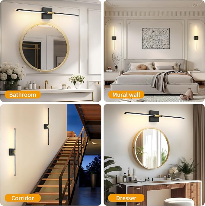 Morauroral 36 Inch Battery Operated Wall Sconces Set of 2, Dimmable Battery - Image 5