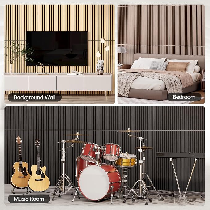 TONOR Wood Veneer Acoustic Panel Color Sample, 3.86''x3.15''x0.74'' Wood Slat - Image 8