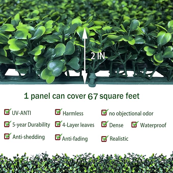 ODTORY Artificial Ivy Privacy Fence Wall Screen: 80X120 in UV-Anti Faux Boxwood - Image 3