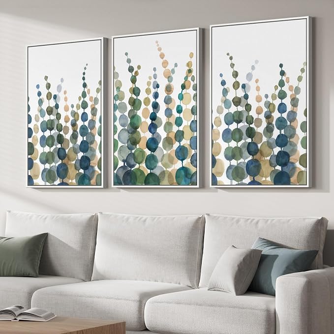 Framed Coastal Wall Art for Living Room, Large Modern Watercolor Botanical - Image 3
