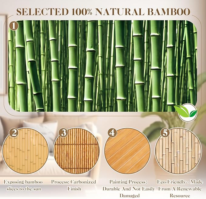 Juexica 2 Pcs Natural Bamboo Wall Panel 48 x 24 Inch Bamboo Covering Renewable - Image 3