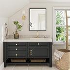 Black Framed Mirror for Bathroom, 24x32 Inch Black Rectangle Beveled Bathroom - Image 7