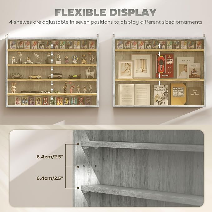 HOMCOM 5-Tier Display Cabinet, Glass Door Cabinet - Image 4