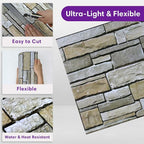 3D Peel and Stick Faux Stone Wall Panels 11.8" x 11.8" 10-Pack, Stone-Look Wall - Image 5