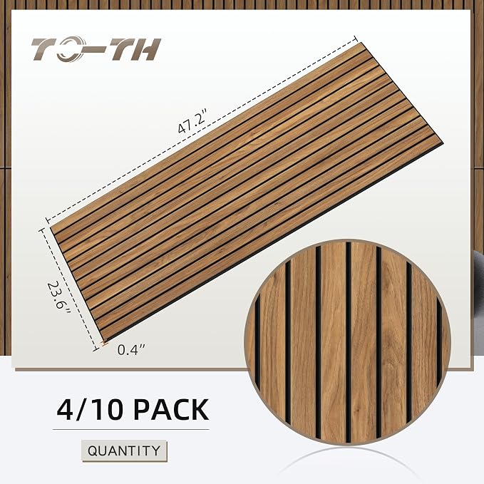 TO-TH Wood-Look Acoustic Wall Panels, 10 Pack 47.2” x 23.6” Acoustic Panels - Image 7