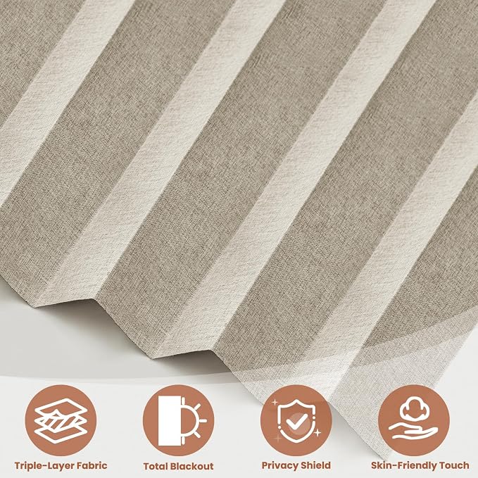 AJAZZ Blackout Accordion Door Curtain 98"x106" Cream White - Image 7