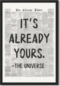Framed Black And White Retro Newspaper Wall Art ItS Already Yours Universe by Unknown