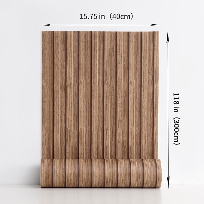Haimin Wood Grain Slat Wall Panels Peel and Stick Faux Wood Thick Wallpaper - Image 3
