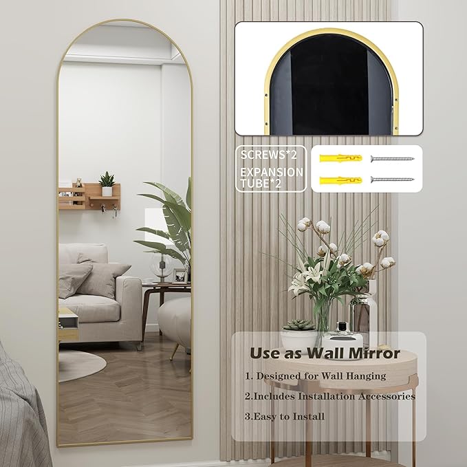 Arched Full Length Door Mirror 14x48, Metal Frame - Image 7