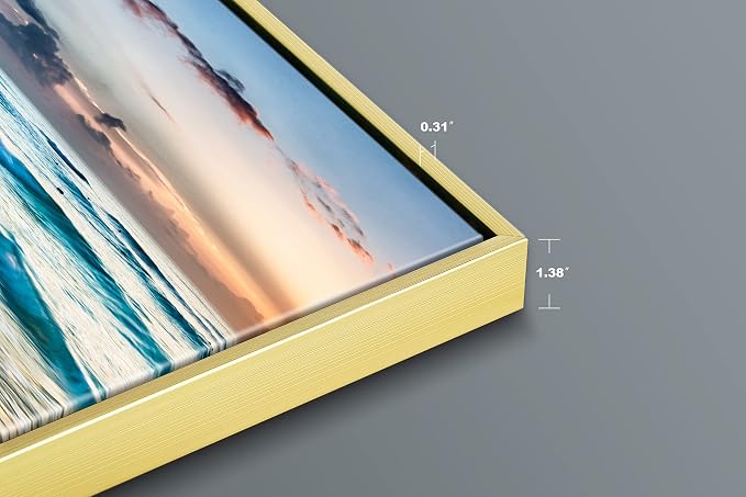 Wieco Art Framed Canvas Wall Art 3 Panel Blue Beach - Image 2