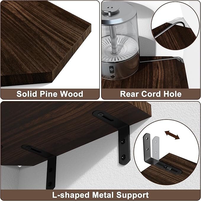 Alsonerbay Corner Shelf Wall Mount, Rustic Wood Shelves - Image 4