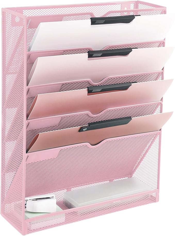 EASEPRES 6 Tier Mesh Hanging Wall File Organizer, Desk Vertical Mail Paper by EASEPRES