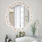 Tanmicoshomy Round Wall Mirror 30 Inch, Natural Brown Shell Framed Circle - Image 6