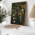 Floating Framed Floral Shower Wall Art, Vintage Botanical Flower Canvas Print - Image 9