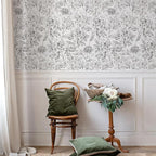 JiffDiff Peel and Stick Wallpaper Black and White Floral Wall Paper 17.3" x - Image 5