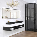 Wall Mount Mirror for Bathroom, Brushed Black Metal Framed Large Rounded Corner by Minuover