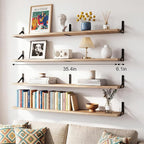 YGEOMER Floating Shelves for Wall, 35in Light Carbonized Brown Wall Shelves for - Image 2