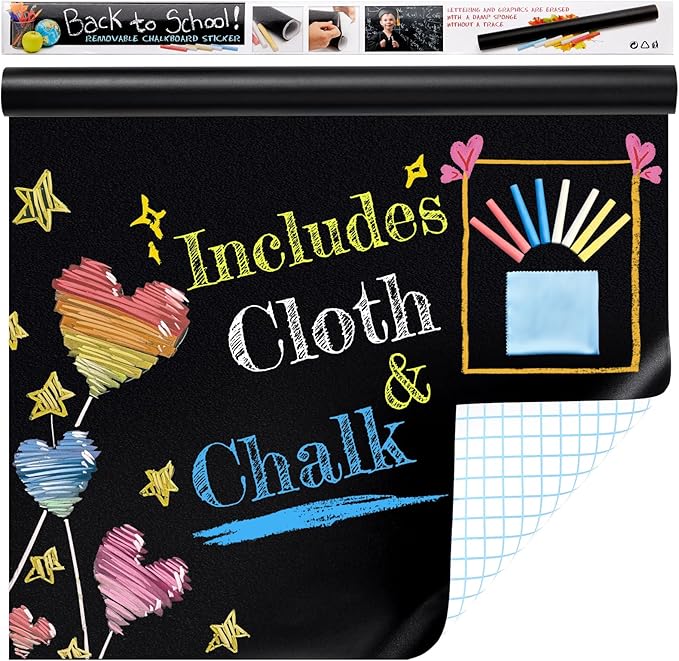 Chalkboard Wallpaper Peel and Stick, 35.4"x78.7" Blackboard Contact Paper Self - Image 9