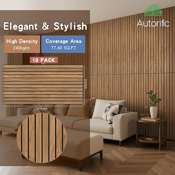 Wood Veneer Sound Panels, 10 Pack 47.2”x23.6” Wall Panels, Decorative Acoustic - Image 2