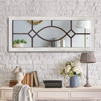 Farmhouse Mirror for Wall Decor: 43.3" x 17.7" Large Rustic Windowpane Mirrors - Image 2