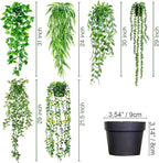 Sggvecsy Fake Hanging Plants 6 Pack Artificial Hanging Eucalyptus Plants Potted - Image 5