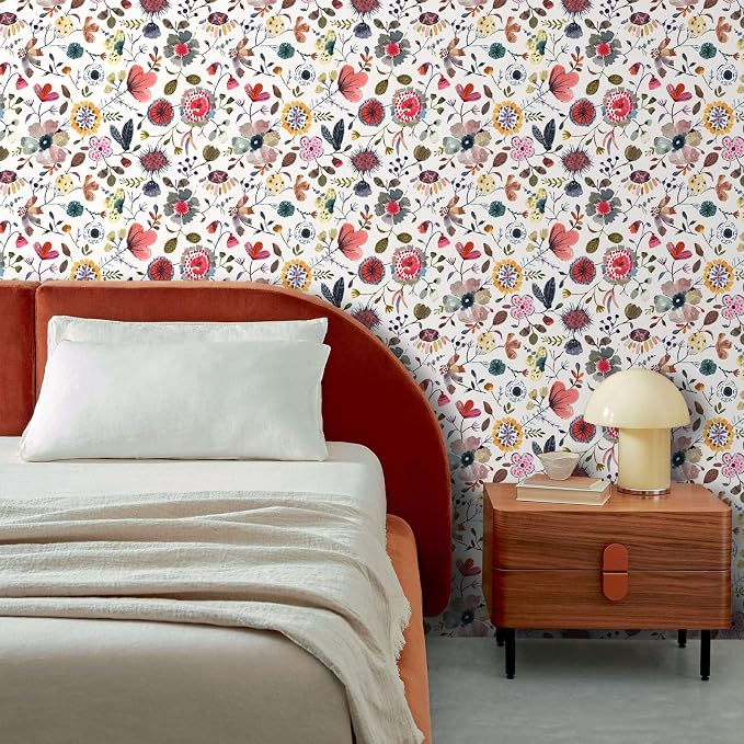 Wallpaper Peel and Stick Floral Wall Paper Removable Waterproof White/Green/Red - Image 6