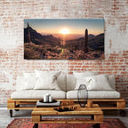 Mountain Wall Art Sunset Cactus Wall Decor Arizona Sonoran Desert Canvas - Image 2