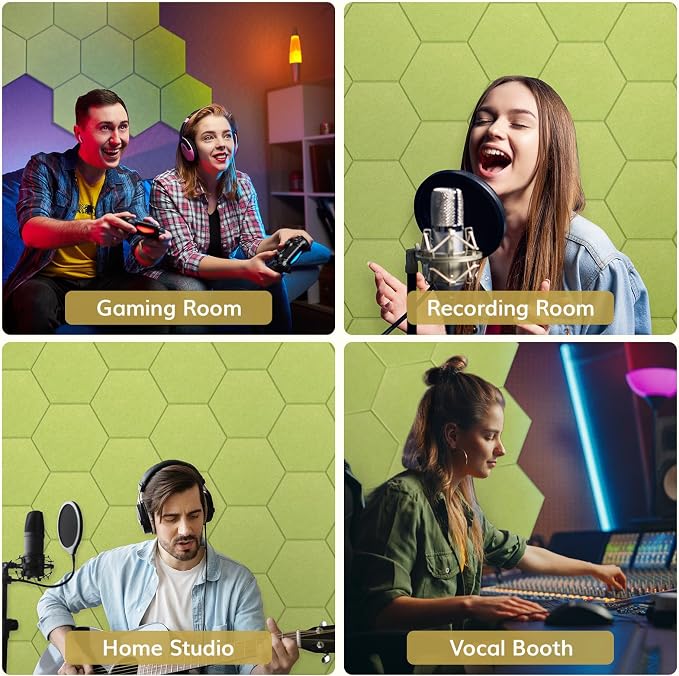 12 Pack High Density Hexagon Acoustic Panels, TONOR 12"x 10"x 0.4" Soundproof - Image 5