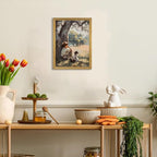 Wood Framed Canvas Wall Art, Vintage Boy and Dog Painting Poster, Countryside - Image 5