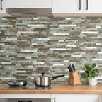AULIGET 20 Sheets Beige & Brown Slate Peel and Stick Backsplash, PVC Mixed - Image 2