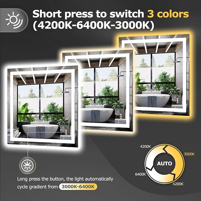 Hivone 36X36 LED Bathroom Mirror - Image 4