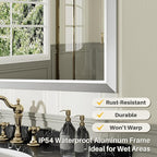 55x36 Inch Brushed Silver Bathroom Mirror - Image 3