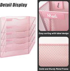 EASEPRES 5 Pocket Mesh Hanging Wall File Organizer, Wall Mounted Mail Paper - Image 4