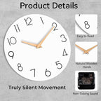 cicininc Wall Clock, 14 Inch Wooden Silent Non-Ticking, Decorative Battery - Image 5