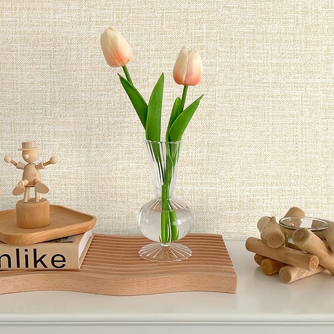 Beige Grasscloth Peel and Stick Wallpaper 17.3"x300" Faux Linen Textured - Image 3