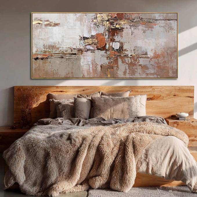 Brown and Gold Canvas Wall Art Colorful Abstract Minimalist Framed Prints - Image 3