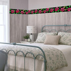 Red Rose Wall Border 196x4 Inch Peel and Stick Floral Wallpaper Border Black - Image 7